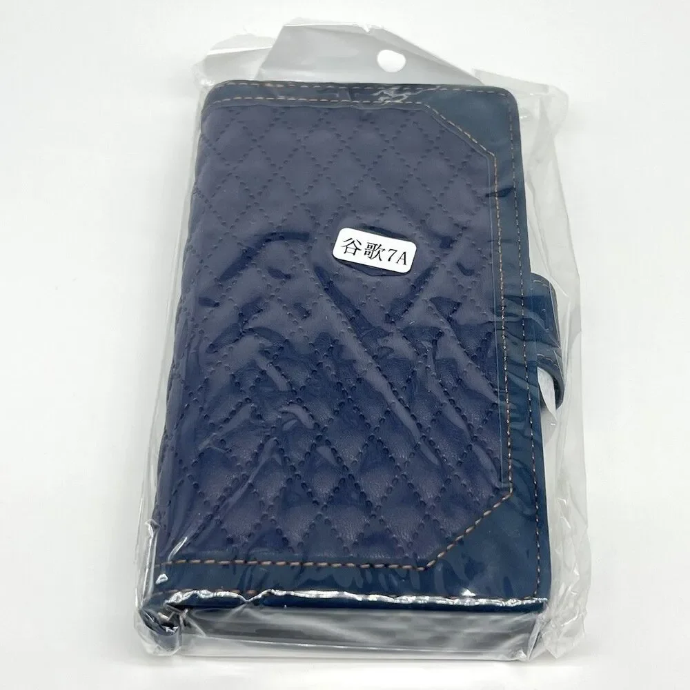Wallet Phone Case for Google Pixel 7A Blue Flip Cover Stand Card Holder Wristlet